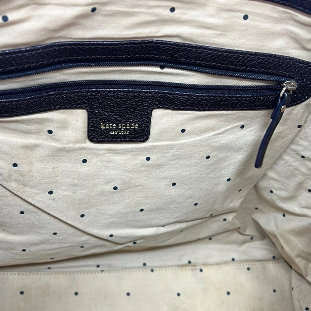 Kate Spade Rare Chenille Fabric Leather Shoulder Tote Bag
